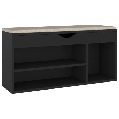 vidaXL Schoenenbank met kussen 104x30x49 cm bewerkt hout zwart afbeelding2 - 1