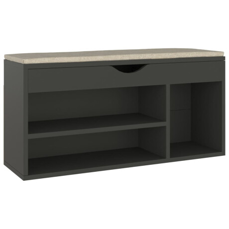 vidaXL Schoenenbank met kussen 104x30x49 cm bewerkt hout grijs afbeelding2 - 1
