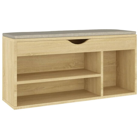 vidaXL Schoenenbank met kussen 104x30x49 cm bewerkt hout sonoma eiken afbeelding2 - 1