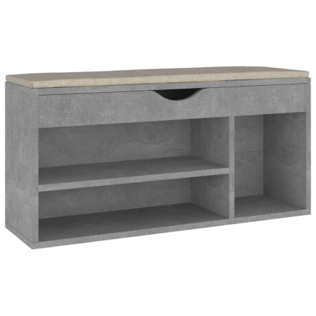 vidaXL Schoenenbank met kussen 104x30x49 cm bewerkt hout betongrijs afbeelding2 - 1