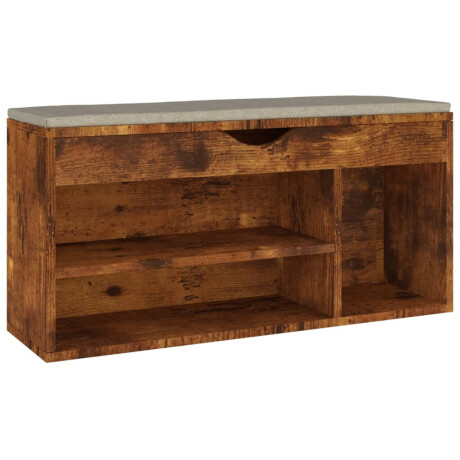 vidaXL Schoenenbank met kussen 104x30x49 cm bewerkt hout gerookt eiken afbeelding2 - 1