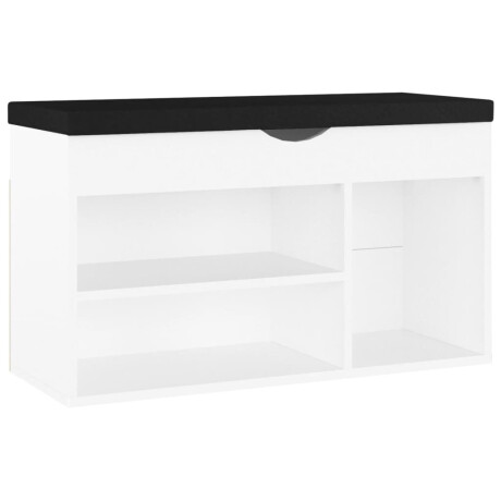 vidaXL Schoenenbank met kussen 80x30x47 cm bewerkt hout wit afbeelding2 - 1