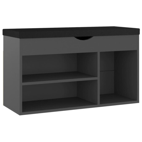 vidaXL Schoenenbank met kussen 80x30x47 cm bewerkt hout grijs afbeelding2 - 1
