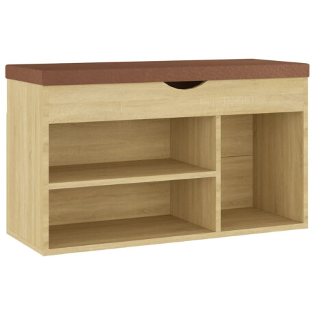 vidaXL Schoenenbank met kussen 80x30x47 cm bewerkt hout sonoma eiken afbeelding2 - 1