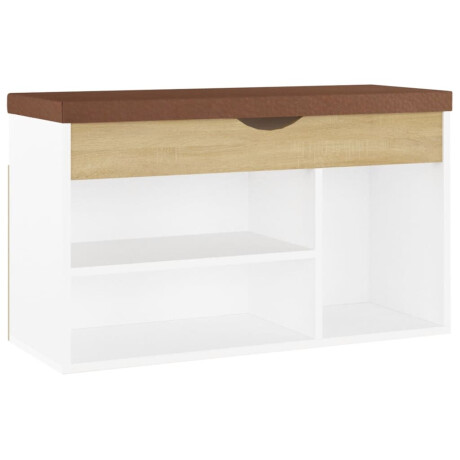 vidaXL Schoenenbank met kussen 80x30x47 cm hout wit sonoma eiken afbeelding2 - 1