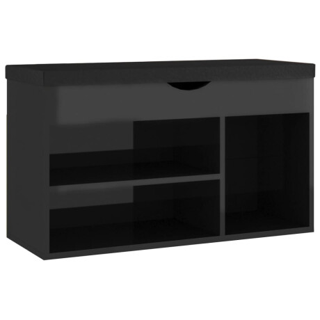 vidaXL Schoenenbank met kussen 80x30x47 cm hout hoogglans zwart afbeelding2 - 1