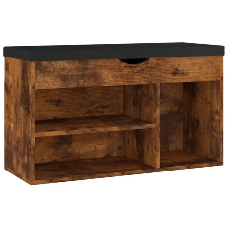 vidaXL Schoenenbank met kussen 80x30x47 cm bewerkt hout gerookt eiken afbeelding2 - 1