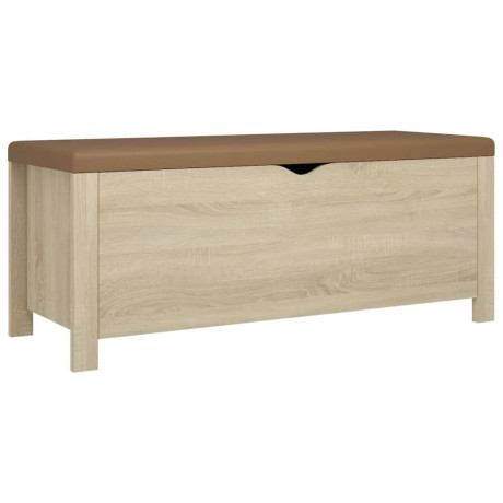 vidaXL Opbergbox met kussen 105x40x45cm bewerkt hout sonoma eikenkleur afbeelding2 - 1