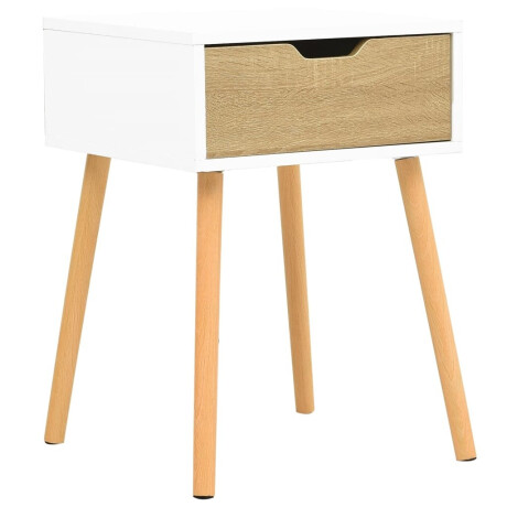 vidaXL Nachtkastje 40x40x56 cm bewerkt hout wit en sonoma eikenkleurig afbeelding2 - 1