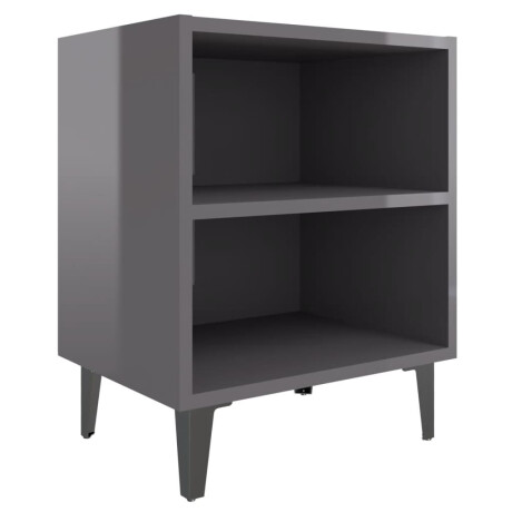 vidaXL Nachtkastje met metalen poten 40x30x50 cm hoogglans grijs afbeelding2 - 1