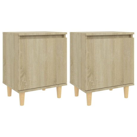 vidaXL Nachtkastjes 2 st met houten poten 40x30x50 cm sonoma eiken afbeelding2 - 1