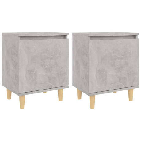 vidaXL Nachtkastjes 2 st met houten poten 40x30x50 cm betongrijs afbeelding2 - 1