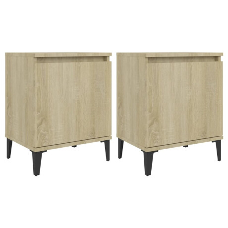 vidaXL Nachtkastjes met metalen poten 40x30x50 cm sonoma eikenkleurig afbeelding2 - 1