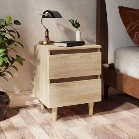 vidaXL Nachtkastjes 2 st met houten poten 40x35x50cm sonoma eikenkleur afbeelding2 - 1