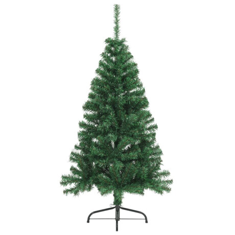 vidaXL Kunstkerstboom met standaard half 120 cm PVC groen afbeelding2 - 1