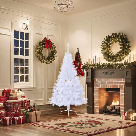 vidaXL Kunstkerstboom met standaard half 150 cm PVC wit afbeelding2 - 1