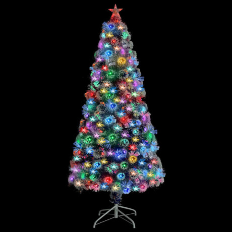 vidaXL Kunstkerstboom met verlichting 150 cm glasvezel wit en blauw afbeelding2 - 1