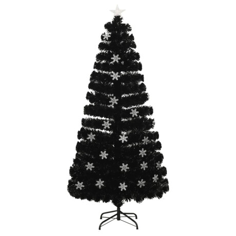 vidaXL Kerstboom met LED-sneeuwvlokken 150 cm glasvezel zwart afbeelding2 - 1