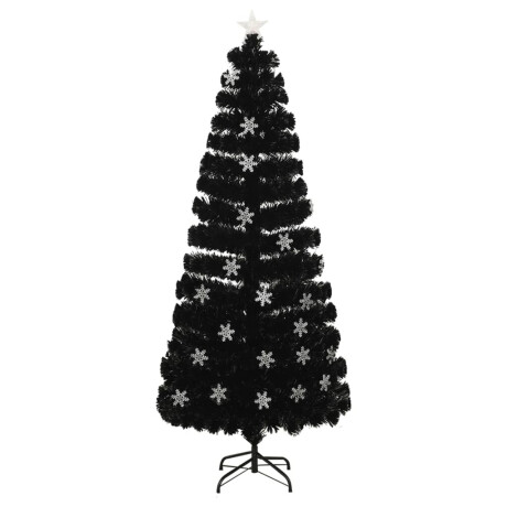 vidaXL Kerstboom met LED-sneeuwvlokken 210 cm glasvezel zwart afbeelding2 - 1