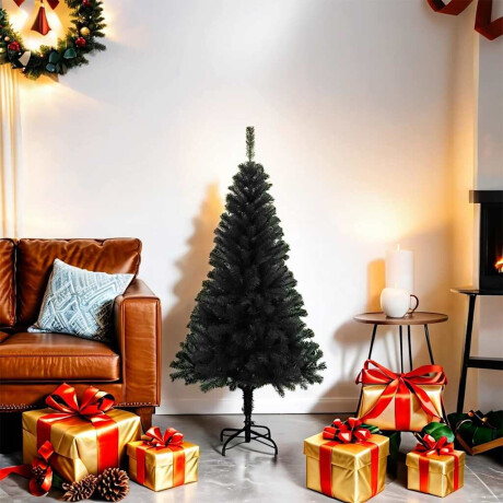 vidaXL Kunstkerstboom met standaard 120 cm PVC zwart afbeelding2 - 1