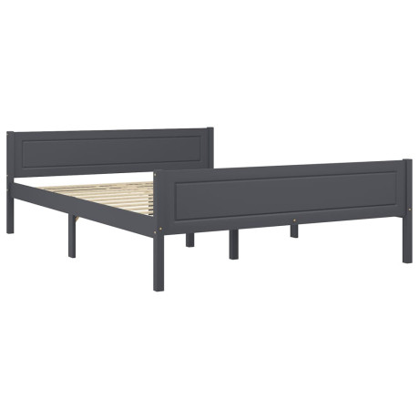 vidaXL Bedframe massief grenenhout grijs 160x200 cm afbeelding2 - 1