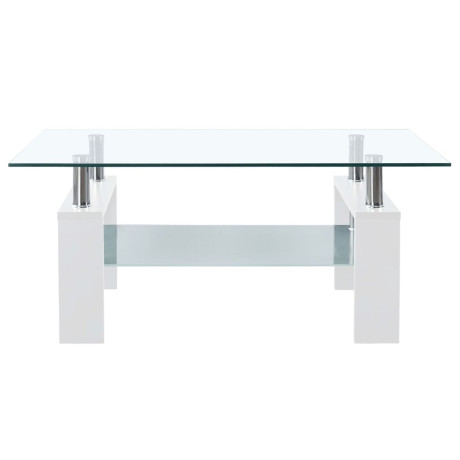 vidaXL Salontafel 95x55x40 cm gehard glas transparant en wit afbeelding2 - 1