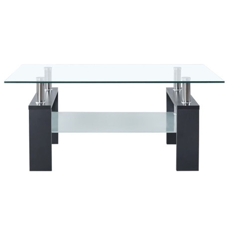 vidaXL Salontafel 95x55x40 cm gehard glas transparant en grijs afbeelding2 - 1