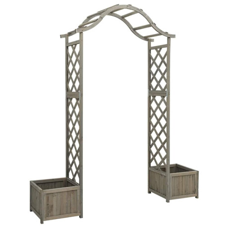 vidaXL Pergola met plantenbak massief vurenhout grijs afbeelding2 - 1