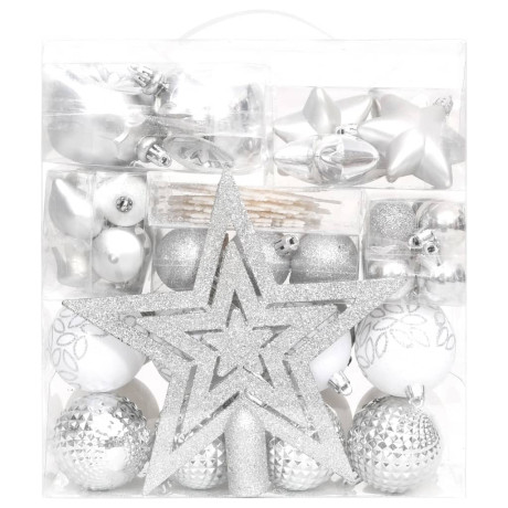 vidaXL 70-delige Kerstballenset zilver en wit afbeelding2 - 1
