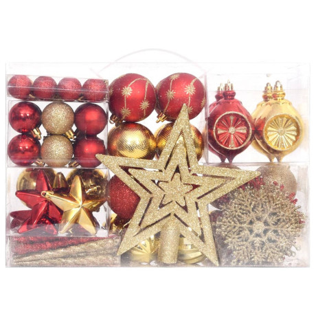 vidaXL 108-delige Kerstballenset goud en rood afbeelding2 - 1