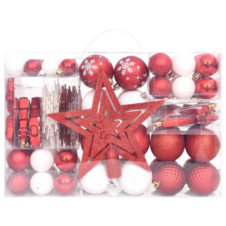 vidaXL 108-delige Kerstballenset rood en wit afbeelding2 - 1