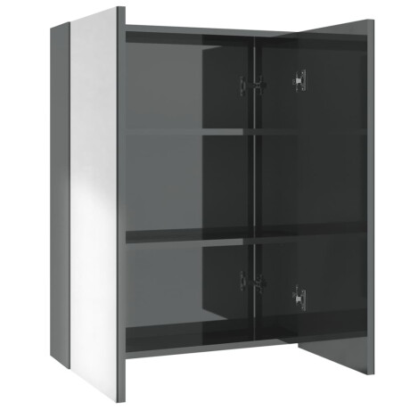 vidaXL Badkamerkast met spiegel 60x15x75 cm MDF glanzend grijs afbeelding2 - 1