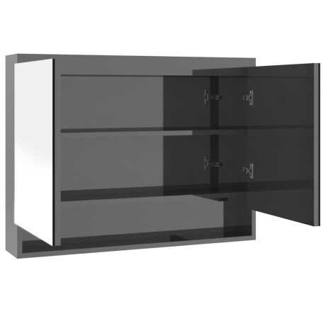 vidaXL Badkamerkast met spiegel 80x15x60 cm MDF glanzend grijs afbeelding2 - 1