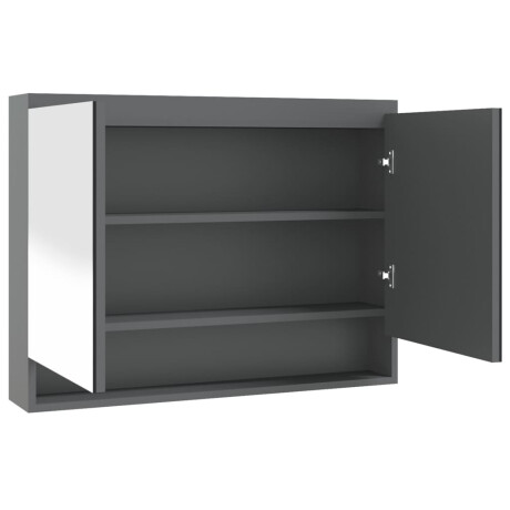 vidaXL Badkamerkast met spiegel 80x15x60 cm MDF grijs afbeelding2 - 1