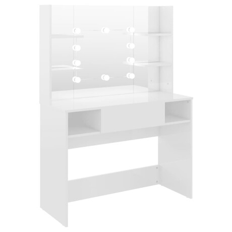vidaXL Kaptafel met LED-verlichting 100x40x135 cm MDF glanzend wit afbeelding2 - 1
