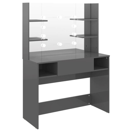 vidaXL Kaptafel met LED-verlichting 100x40x135 cm MDF glanzend grijs afbeelding2 - 1