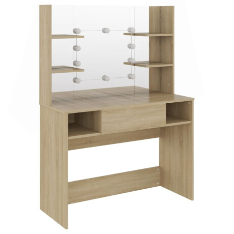 vidaXL Kaptafel met LED-verlichting 100x40x135 cm MDF eikenkleurig afbeelding2 - 1