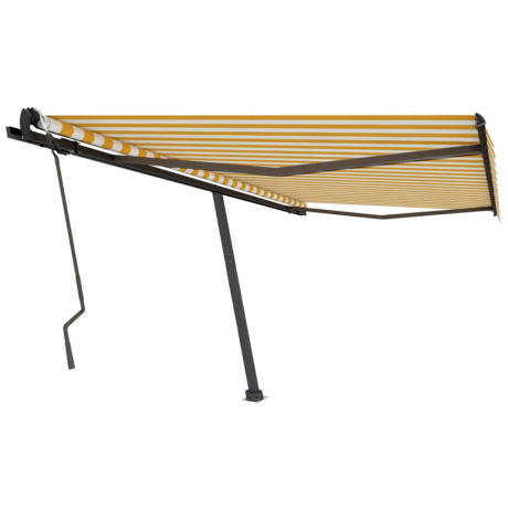 vidaXL Luifel vrijstaand handmatig uittrekbaar 450x300 cm geel en wit afbeelding2 - 1