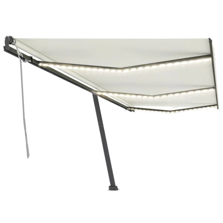 vidaXL Luifel handmatig uittrekbaar met LED 600x300 cm crèmekleurig afbeelding2 - 1