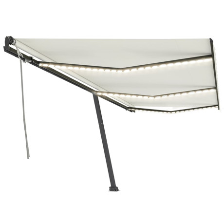vidaXL Luifel handmatig uittrekbaar met LED 600x350 cm crèmekleurig afbeelding2 - 1