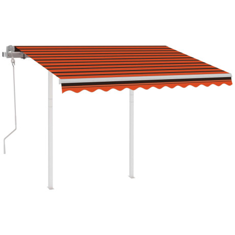 vidaXL Luifel handmatig uittrekbaar met palen 3x2,5 m oranje en bruin afbeelding2 - 1