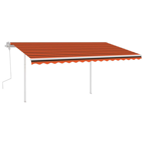 vidaXL Luifel handmatig uittrekbaar met palen 4,5x3 m oranje en bruin afbeelding2 - 1
