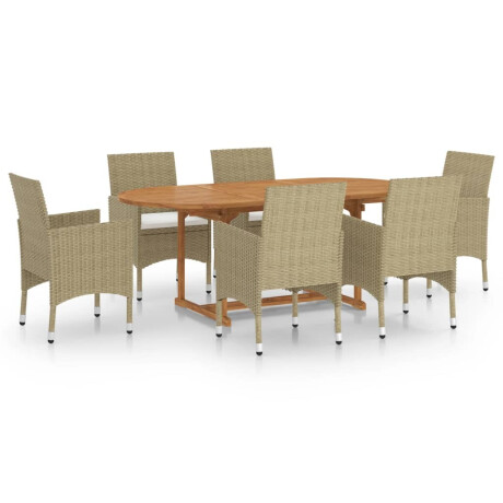 vidaXL 7-delige Tuinset poly rattan beige afbeelding2 - 1