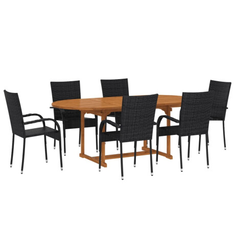 vidaXL 7-delige Tuinset poly rattan zwart afbeelding2 - 1