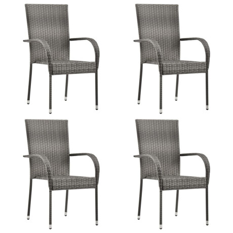 vidaXL 5-delige Tuinset poly rattan grijs afbeelding2 - 1