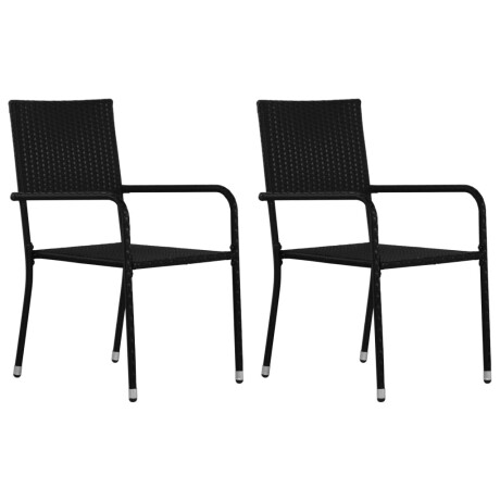 vidaXL 3-delige Tuinset poly rattan zwart afbeelding2 - 1