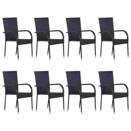 vidaXL 9-delige Tuinset poly rattan zwart afbeelding2 - 1