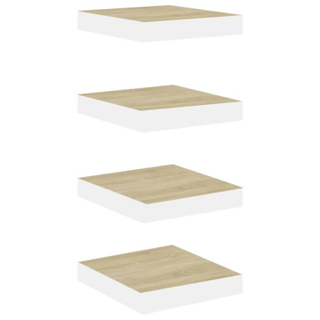 vidaXL Wandschappen zwevend 4 st 23x23,5x3,8 cm MDF eikenkleurig wit afbeelding2 - 1