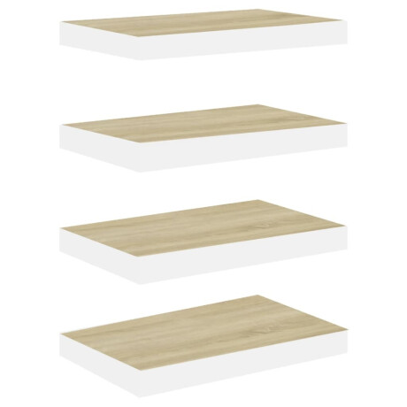 vidaXL Wandschappen zwevend 4 st 40x23x3,8 cm MDF eikenkleurig en wit afbeelding2 - 1