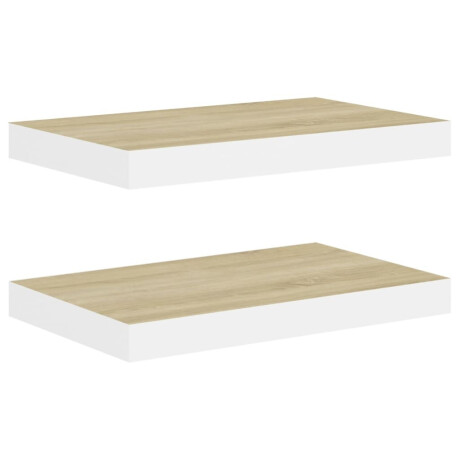 vidaXL Wandschappen zwevend 2 st 50x23x3,8 cm MDF eikenkleurig en wit afbeelding2 - 1